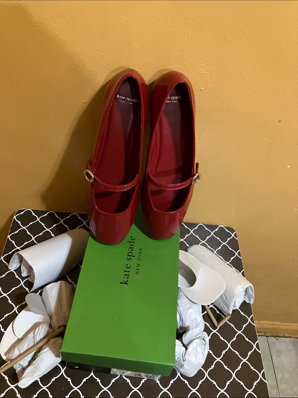 kate spade Dark Scarlet Patent Halo Mary Jane Flats - Picture 5 of 7